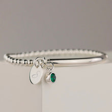 Load image into Gallery viewer, Sterling Silver Initial Birthstone Bracelet
