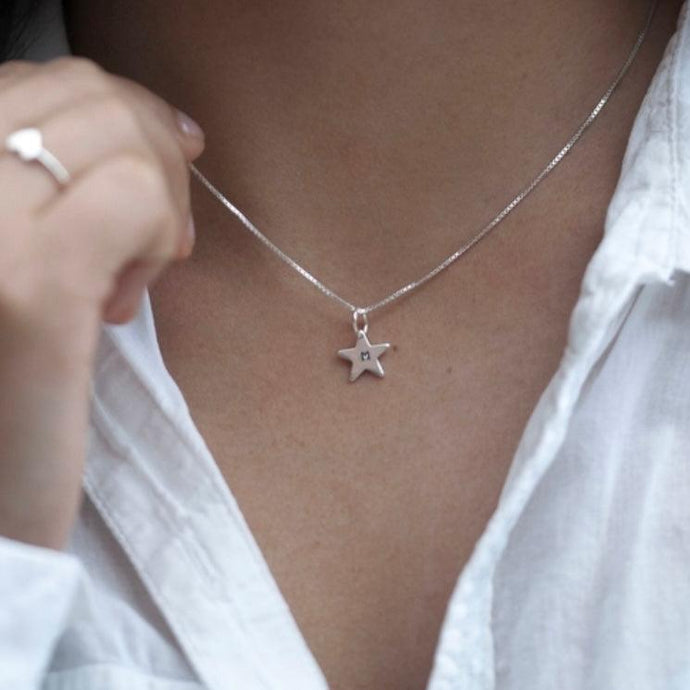 Initial Silver Star Necklace - Silvary 