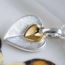 Load image into Gallery viewer, Silver &amp; Gold Heart Necklace in a Personalised Box - Silvary 
