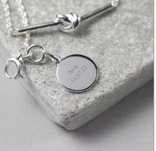Load image into Gallery viewer, Handmade sterling silver bracelet with personalised engraved pendant 
