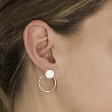 Load image into Gallery viewer, Ladies sterling silver hoop stud earrings, multi way circle ear jackets, recycled silver 
