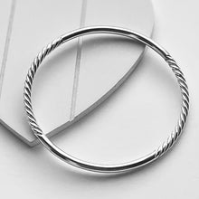 Load image into Gallery viewer, Twist &amp; Plain Silver Bangle
