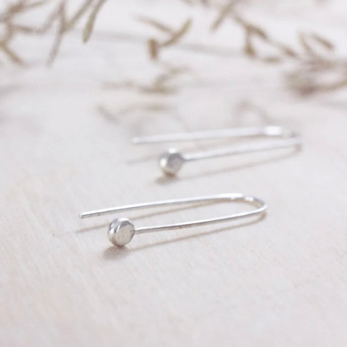 Ladies sterling silver thread earrings, zero waste, sustainable 