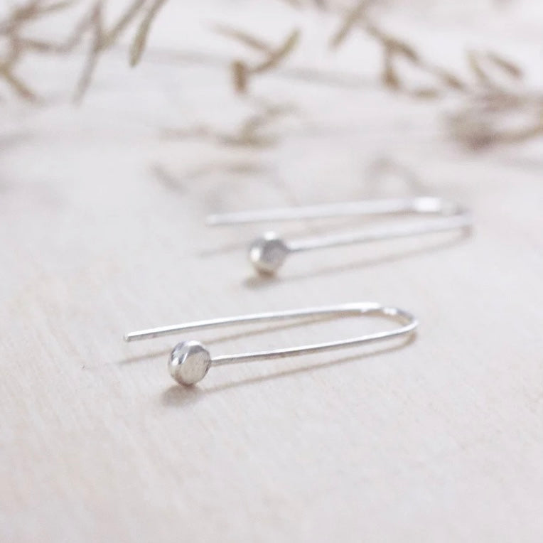 Ladies sterling silver thread earrings, zero waste, sustainable 