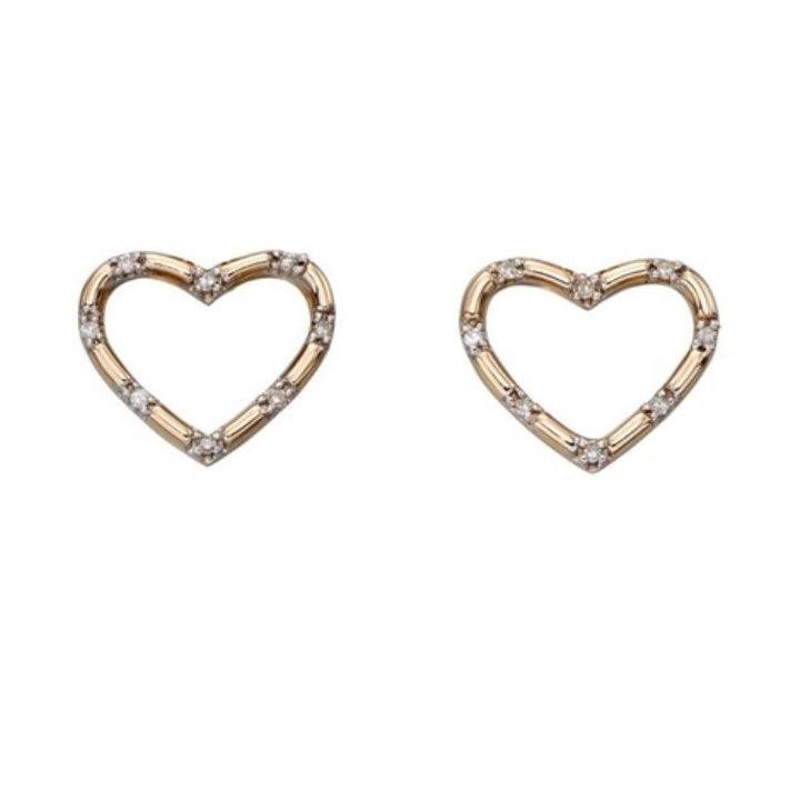 Heart Gold & Diamond Earrings - Silvary 