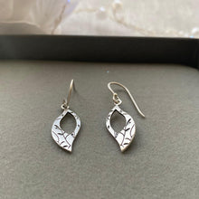 Load image into Gallery viewer, Etched Leaf Silver Earrings - Silvary 
