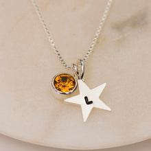 Load image into Gallery viewer, Birthstone Necklace Crystal &amp; Silver Star
