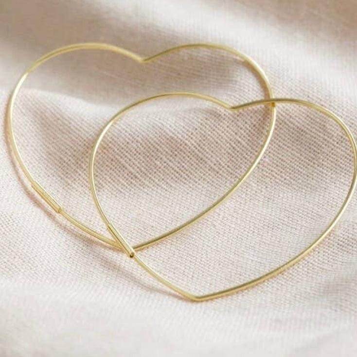 Large Gold Heart Earrings - Silvary 