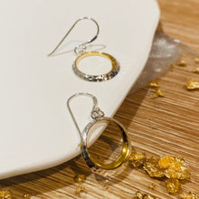 Load image into Gallery viewer, Silver &amp; Yellow Gold Hoop Earrings
