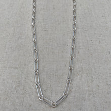 Load image into Gallery viewer, Long Oval Link Chain Silver Necklace
