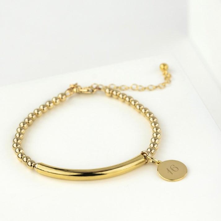 Personalised Handcrafted Gold 16th Birthday Bracelet - Silvary 