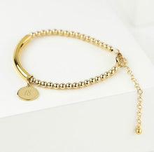 Load image into Gallery viewer, 18th birthday gold beaded bracelet with 18th pendant personalised 
