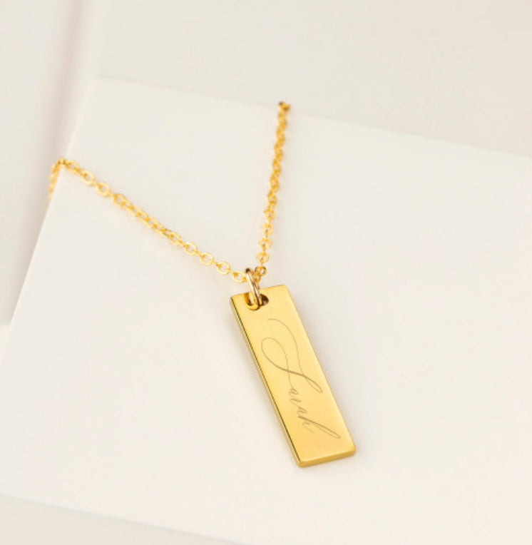 Name Bar Pendant - Gold Plated