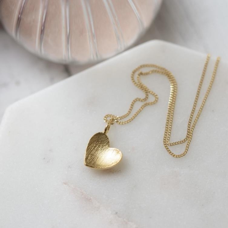 Yellow Gold plated heart over sterling silver 18” necklace 