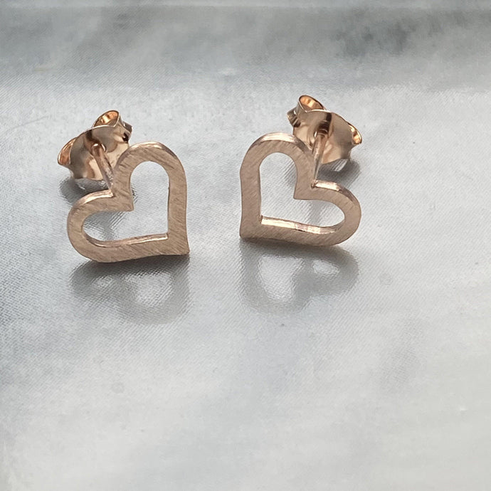 Brushed Gold open heart earrings 