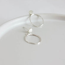 Load image into Gallery viewer, Hammered ear studs in eco recycled sterling silver with hoop circle ear jacket
