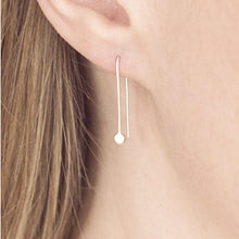 Load image into Gallery viewer, Handcrafted silver bar thread earrings, Made from melted silver scraps,  beautiful subtle earrings  for the eco-concious.
