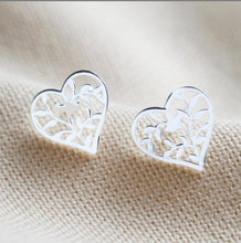 Load image into Gallery viewer, Family Tree Heart Stud Earrings in Sterling Silver - Silvary 
