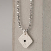 Load image into Gallery viewer, Dog Tag Hand Stamped Square Tag on Silver Ball Chain
