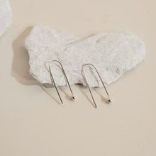 Load image into Gallery viewer, Women’s sterling silver threader earrings, minimalist stud ear threads, made from 100% recycled eco silver.
