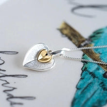 Load image into Gallery viewer, Silver &amp; Gold Heart Necklace in a Personalised Box - Silvary 
