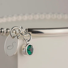 Load image into Gallery viewer, Sterling Silver Initial Birthstone Bracelet
