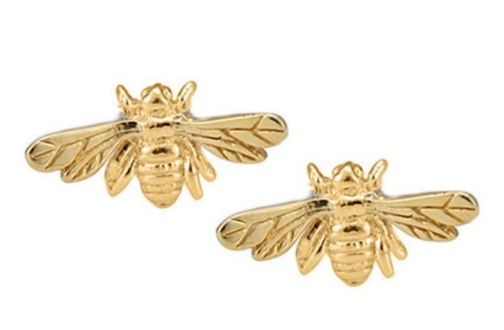 Silver Gold Plated Bee Stud Earrings 