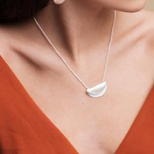 Load image into Gallery viewer, Silver Contemporary Folded Circle Pendant Necklace
