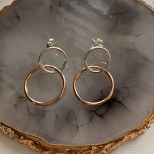 Load image into Gallery viewer, Silver &amp; Rose Gold Hoop Earrings - Silvary 
