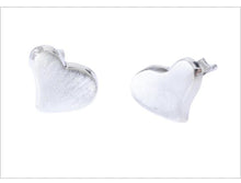 Load image into Gallery viewer, Brushed Silver Heart Stud Earrings 
