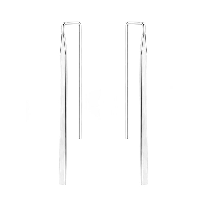 Brushed Bar Threader Earrings - Silvary 