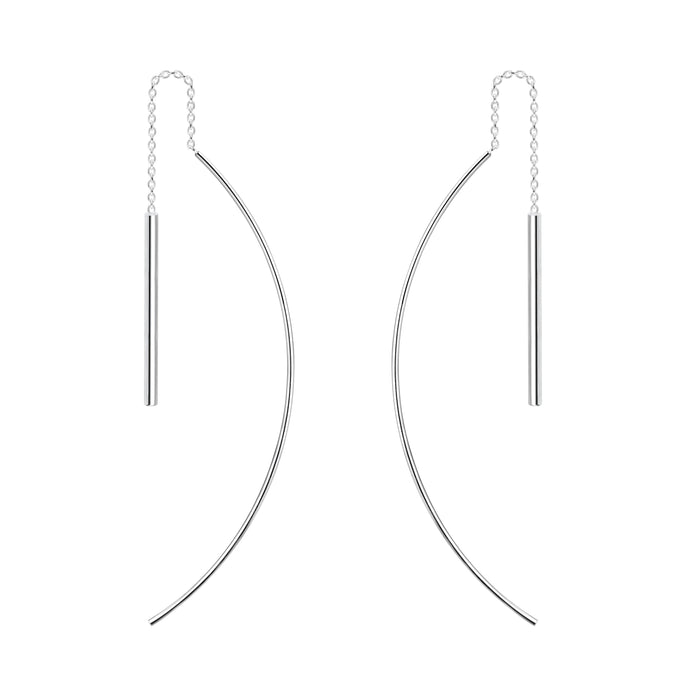 Silver Arc Threader Earrings - Silvary 