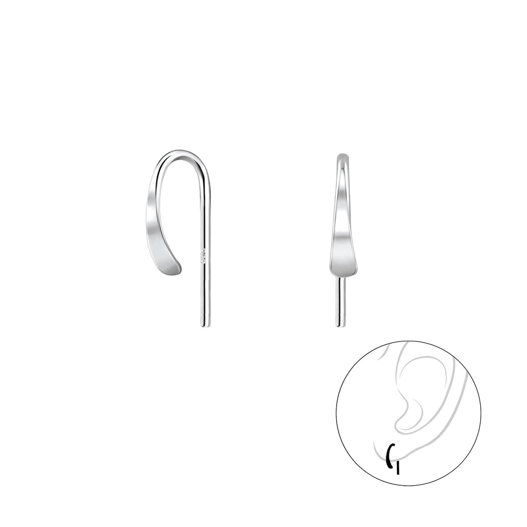 Sterling Silver Curved Ear Huggers - Silvary 