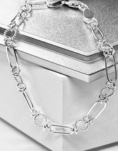 Load image into Gallery viewer, Silver Paperclip with Hammered Links Bracelet - Bracelets
