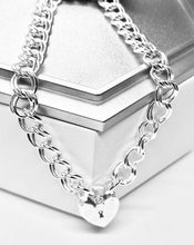 Load image into Gallery viewer, HANDCRAFTED STERLING SILVER DOUBLE CURB PADLOCK BRACELET - 
