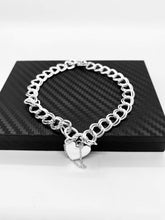 Load image into Gallery viewer, HANDCRAFTED STERLING SILVER DOUBLE CURB PADLOCK BRACELET - 
